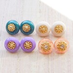 染ボタン ペア4セット8個 1.3cm ③ レトロ 昭和 裏穴 シャンク 足つき