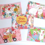 猫さんハートとお花のポストカードセット