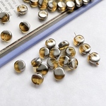 10pcs [クリアブラウン] ラウンド  ビーズ （通し穴付き）メタルコーティング 丸型 b152