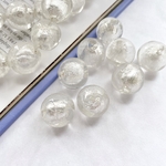 4pcs[クリア] ガラス ボール ビーズ  通し穴つき メタル a379