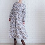 【長袖】花柄春まちワンピ―ス 後ろリボンで後ろ姿にも美意識プラス ハイウエストで美シルエット！