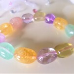 🍬幸運のキャンディ🍬☆カラフルタンブル◇ピンクアメジスト☆ゴールデンシトリン☆ローズ☆ルチル☆フローライト☆レモンクォーツ☆　☆１５ｃｍ☆
