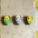 眠りインコ◆羊毛フェルト◆マグネット◆３羽のセキセイインコ
