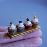 Colorful cherry cupcakes.  dark color🍒