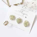 -kakera- 　レースフラワー×シェルミニピアス/イヤリング　3点セット　イヤーカフ付き【スプリンググリーン×イエロー】