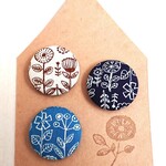 ▼Covered＊buttonマグネット３個SET！(３８㎜サイズ)▼北欧テイスト／pencil flower (３色)