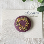 刺繍ブローチ　ローズピンクミモザ