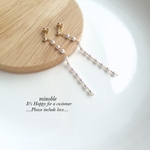 new▷小粒パールのlong ピアス/ノンホールイヤリング/ノンホールピアス＊受注製作＊o95