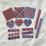 赤青系　チェック柄　フレークシールつめあわせ