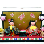 ひな人形飾り　おすまし雛　ケース入り（金襴）22-4