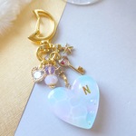 【Ｎ】ゆめいろシャボンのイニシャルキーホルダー レジン