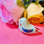 ＜和＞鳥オブジェ(パステルエメラルド)+麻呂鳥ポストカード＋シール セット