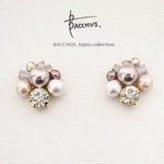 コットンパールのビジューピアス/イヤリング:ピンク PSB15 Bacchus.