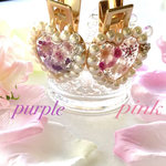 ハートのパールとお花のヘアクリップ