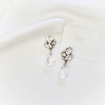 New！スワロフスキービジューとドロップクリスタルピアス・イヤリング／ウェディング・ブライダル