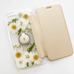 ❤イニシャル スマホリング付き 押し花 選べる5色 手帳型スマホケース iPhoneケース iPhone13Pro/12Pro/SE2/11Pro/XR/XS/8/7