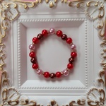 ルビー チョコ❤️ キッズ パール ビーズ ブレスレット✨ バレンタイン/ホワイトデー💝