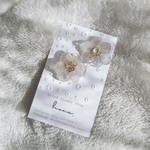 ちゅるん系紫陽花ドライフラワーピアス（グレー）