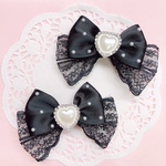 リボンカラー変更可能♡ リボンヘアクリップ パールドットデザイン♡