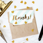 ハートが溢れる♡金の箔押しthank youカード４枚セット（ストライプ）
