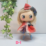 【D-1】赤・黒・ブルーのタータンチェック柄ワンピース&かぼちゃパンツ&ヘアリボン 3点セット