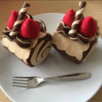 チョコロールケーキ 2個 フェルト ままごと