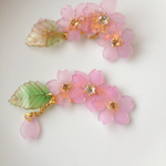桜色 ゆらゆら 花びら桜のイヤーカフ ピンク 右耳用