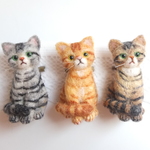 しましま猫トリオ☆ブローチ　羊毛フェルト