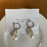 2way  大粒バロックパールピアス  hoop.silver
