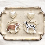 ❤️再販③❤️ 刺繍犬のアクセサリー　お花畑　ピアス　イヤリング　ブローチ　ダルメシアン　セントバーナード　昭和レトロ　レトロ　レトロポップ　ファンシー　大ぶり　
