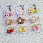 うさぎ&フラワー&さくらんぼ3点セット　ベビーヘアクリップ