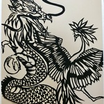 切り絵 【龍と鳳凰】
