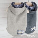 犬服　【ダックスSサイズ】　シンプルニット生地　　パーカー　カラー：グレー