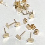 【100個】丸皿ピアス　ピアスパーツ　6ｍｍ　1KCゴールド