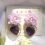 ハートのアメジスト紫陽花ピアスor イヤリング