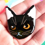 七宝焼・黒猫のブローチ