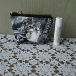 10㎝  ミニポーチ三角マチ(デニム猫ちゃん)