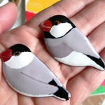 七宝焼・二羽の桜文鳥