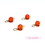 【天然石チャーム】14kgf 宝石質　カーネリアン　４ｍｍ　４個　ハンドメイド素材