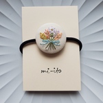 刺繍ヘアゴム🌷　no.763　くるみボタン　💛送料無料💛　
