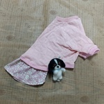 　acemama2017様 ご依頼分  ピンク風車模様の重ね着風  ラグラン袖Tシャツスカート付きMサイズ　