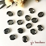 6個　ガラスラインストーン Vカット オーバルカット【ブラック】