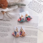 インド刺繍リボン キラキラ✧ ガラスチェーン ピアス/イヤリング