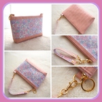 ★リバティレザーコンビバッグポーチ　ベッツィ　ユニコーン　もち手ストラップ付き　20.5×12.5×4cm　中布　1＋2分割ポケット