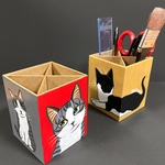猫の筆立て① サバトラ ペンスタンド