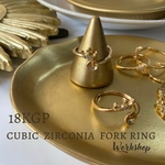☆SALE【2pcs】18KGP本金メッキ×ジルコニアクラウン　フォークリングセッティング