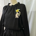 【再販】布花 ミモザのコサージュ