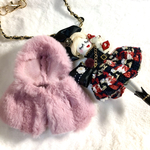 バレンタインルルベちゃん バックチャーム  ピンクラビットファーフードマント付き クマさんと。