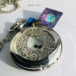 ダイヤモンドの光を集めて。宇宙レジン 懐中時計version 蓄光オルゴナイト　フローライト　8面体