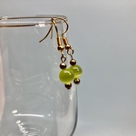 ピアス　キャッツアイピアス(ライムグリーン) 一粒フックピアス パワーストーンピアス　8mm　(ゴールド) イヤリング、樹脂フック変更可 ☆ピアス☆ピアス☆ピアス